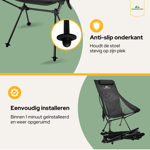 Portable Camping Chair - Large - Black