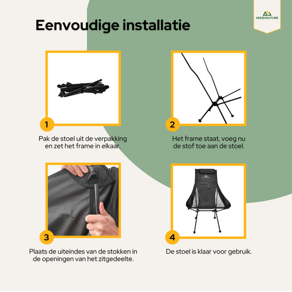 Portable Camping Chair - Large - Black