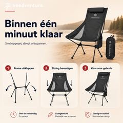 Portable Camping Chair - Large - Black
